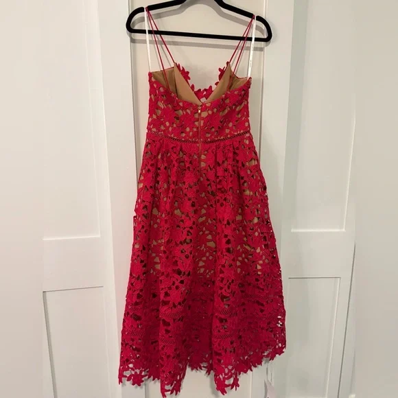 SELF PORTRAIT Azaelea Midi Dress In Pink NEW with tags Size 6 - Picture 11 of 16